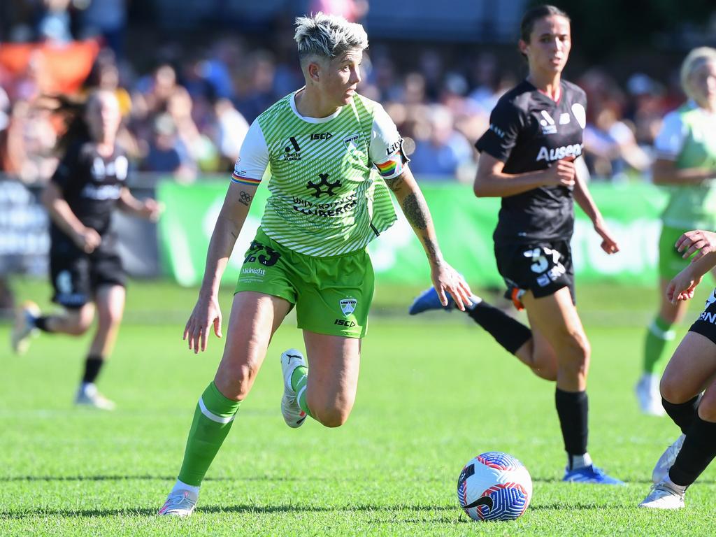 Michelle Heyman played her way back into the Matildas after impressing for Canberra United. Picture: Getty Images