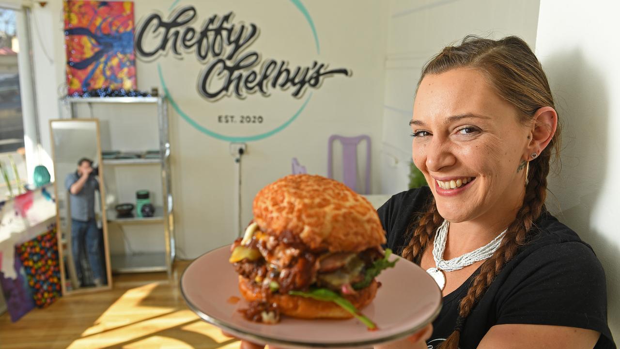 Michelle Lowe in 2020 at the original Cheffy Chelby in Port Noarlunga. Picture: Tom Huntley.