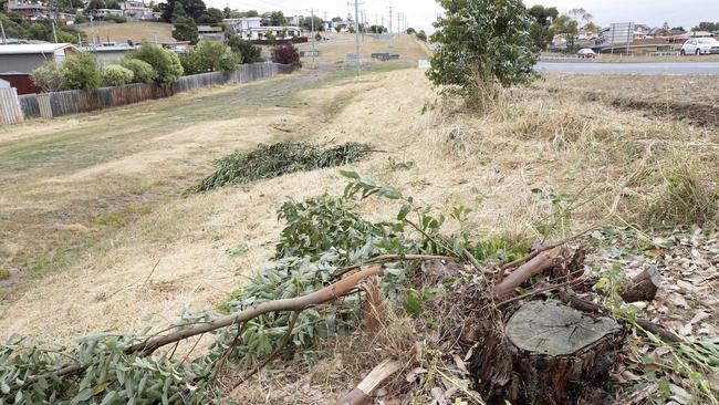 Fatal motorcycle crash scene, Brooker Highway near the Berriedale Road overpass. Picture: Chris Kidd