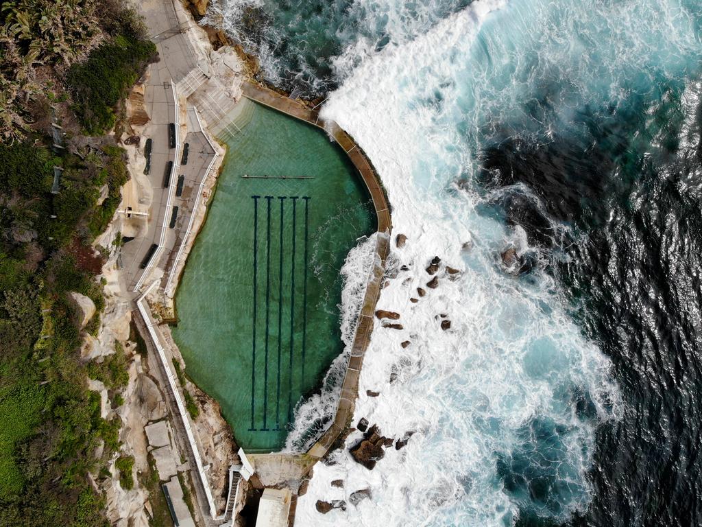 A deserted Bronte ocean pool after being shut down by the government to prevent social spreading of the virus. Picture: Toby Zerna