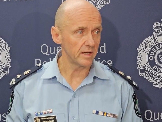 Mackay Whitsunday Acting District Officer Superintendent Shane Holmes speaks to media on October 29, 2024. Picture: Supplied