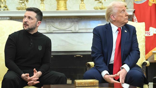 US President Donald Trump and Ukraine's President Volodymyr Zelensky clashed badly in the Oval Office over the approach to seeking peach with Russia. It is not known where the rare earth minerals deal now stands. Picture: AFP