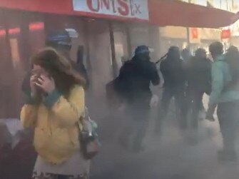 Police in Paris fired tear gas and issued hundreds of fines on Saturday local time in a bid to break up a convoy of vehicles that attempted to block traffic in a protest over coronavirus restrictions and rising living costs. Picture: Storyful