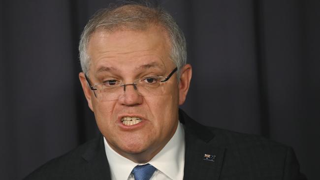 Scott Morrison speaks to the media. Picture: AAP.