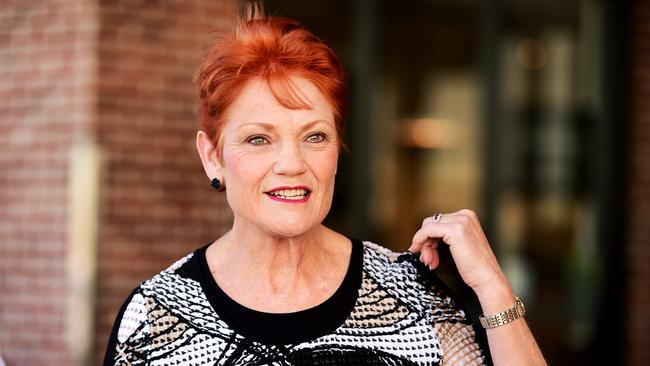 Pauline Hanson in Townsville to endorse her One Nation Candidate for Thuringowa, Troy Thompson. Picture: Alix Sweeney