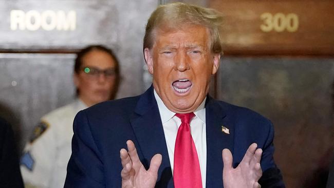 Donald Trump speaks to the media. Picture: AFP.