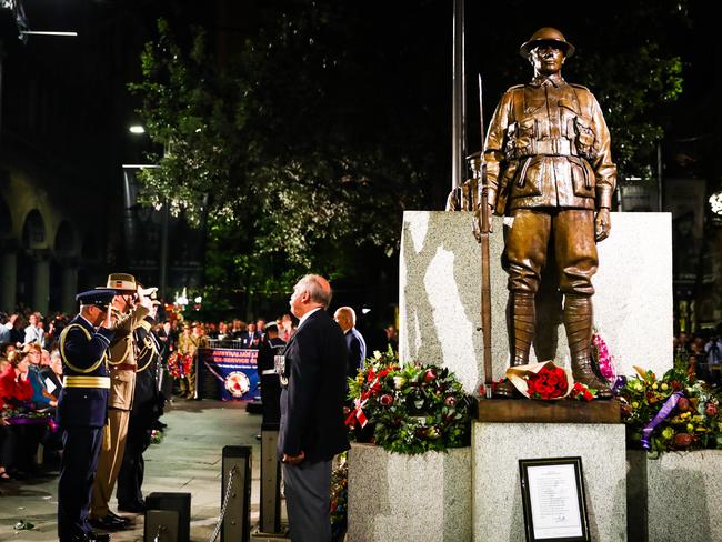 The Anzac Day Dawn Service at The Cenotaph Martin Place, Sydney. Picture: Renee Nowytarger.