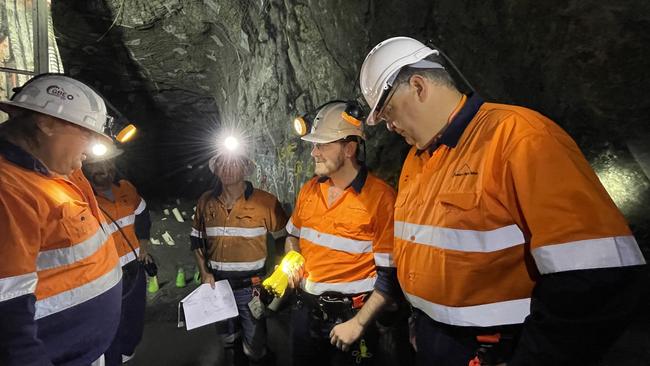 Miners working underground at the Avebury Nickel Mine. Picture: Supplied