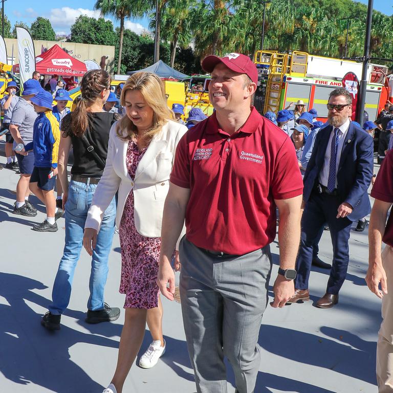 Former premier Annastacia Palaszczuk and her then-deputy Steven Miles in 2023. Picture: Glenn Campbell