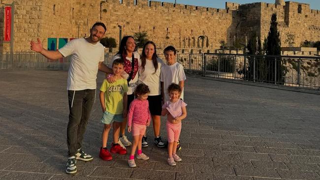 Sydney Rabbi Yossi Friedman with his wife and five children in Jerusalem. Picture: Instagram