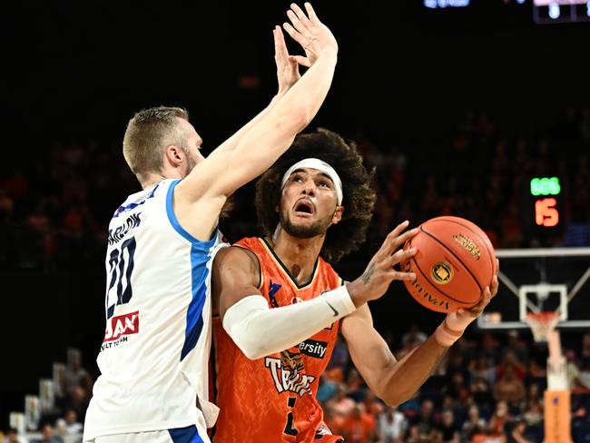 Emergent big man Keanu Pinder is on Boomers coach Brian Goorjian’s radar. Picture: Getty Images