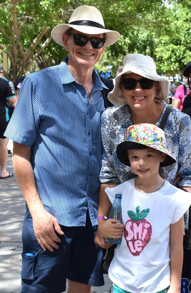 Don and Belinda Regan from Wagga Wagga with their granddaughter Ella at Rockynats 04 CBD precinct on March 31, 2024. Picture: Aden Stokes