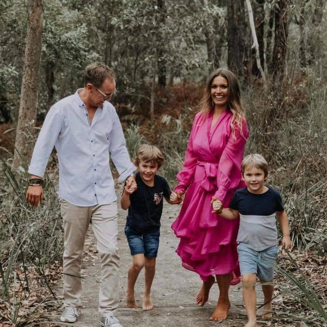 Radio host Christie Hayes says Hobart is a great place to raise a family. Pictured with her two sons Hendrix, 7, and Harley, 6, and her husband Justin Coombes-Pearce. Picture: Poppy Peterson Photography.