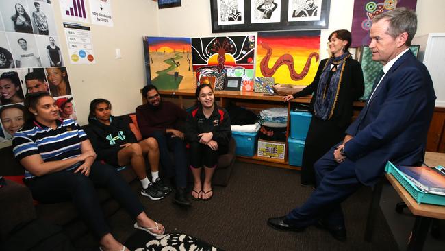 Opposition Leader Bill Shorten on the campaign trail in Western Australia yesterday. Picture: Kym Smith