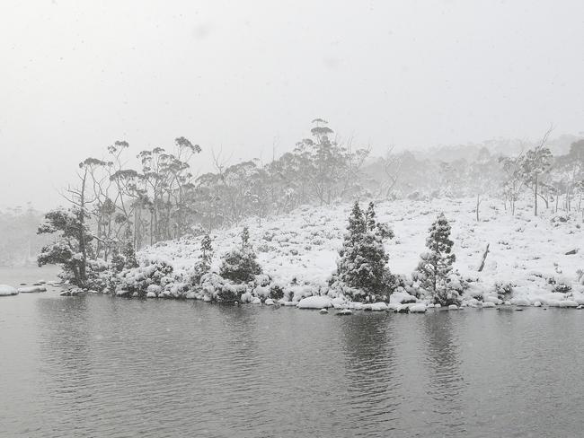 Snow at Lake Dobson.  Picture: NIKKI DAVIS-JONES