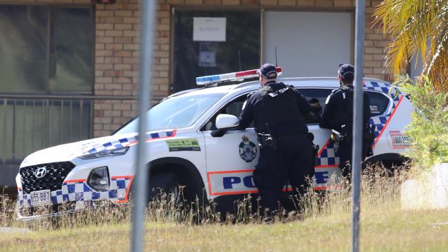 Police officers at the scene. Picture: Glenn Hampson.