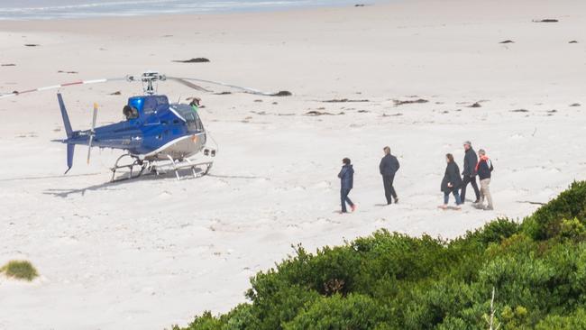 One of the helicopters on Noyhener Beach, on the state’s South-West in February.