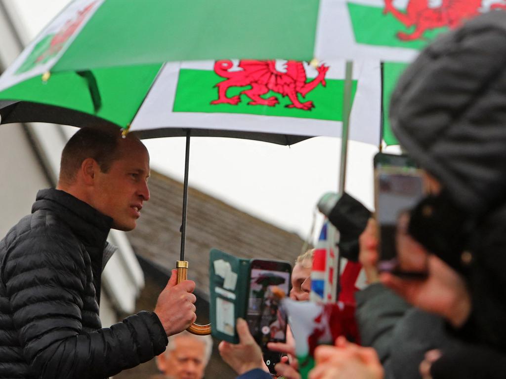 William, Prince of Wales meets wellwishers during a visit the Dowlais Rugby Club, in Dowlais, as part of a tour in Wales this week. Picture: Geoff Caddick/AFP