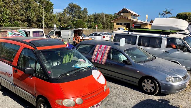 POPULATION EXPLOSION: Around 30 Vanpackers were calling the Rail Car Park home on Tuesday morning.