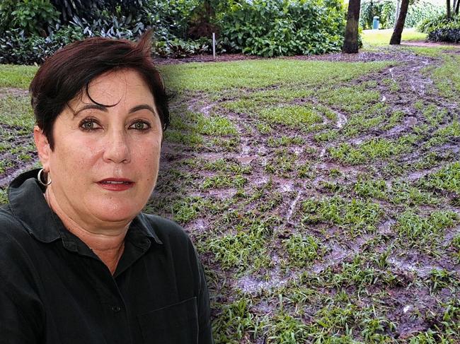 Queens Gardens has been left vandalised by electric bikes and scooters. Picture: Townsville City Council