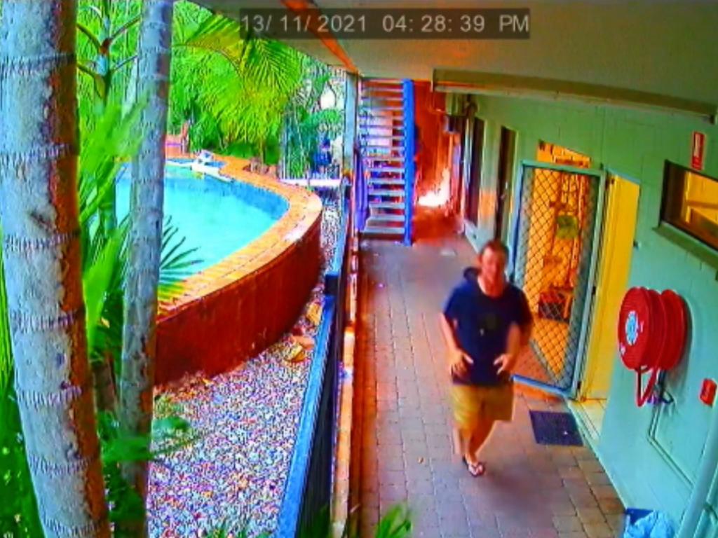 A screenshot of CCTV of Dylan Barfoot throwing the molotov cocktail at the Frogshollow Backpackers. Picture: Supplied