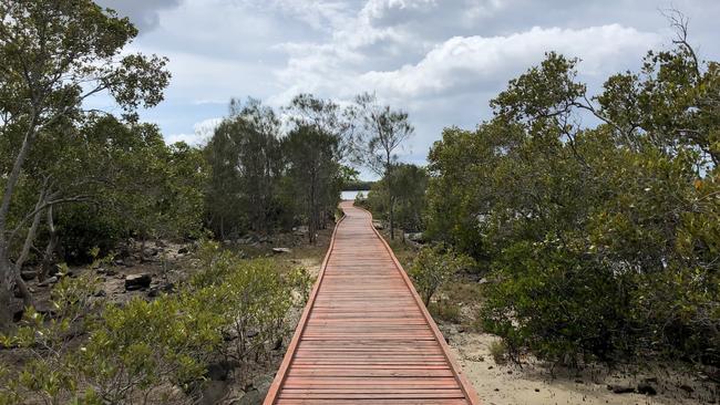 The mangrove boardwalk at Phil Hill Environmental Park at Paradise Point, which shares the land with Jabiru Island Park. Picture: Amanda Robbemond