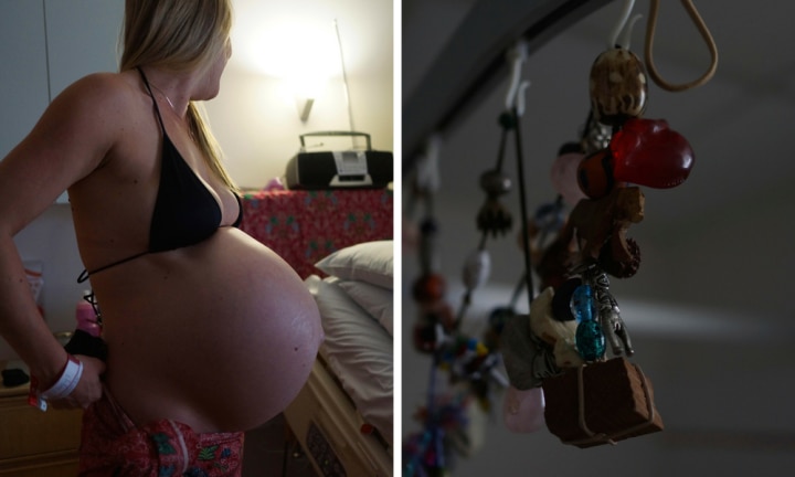 Pregnant woman redecorates her hospital room to give birth 