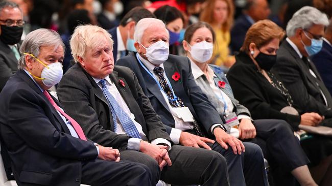 Secretary-General of the United Nations Antonio Guterres, British Prime Minister Boris Johnson and Sir David Attenborough attend the opening ceremony of the UN Climate Change Conference COP26.