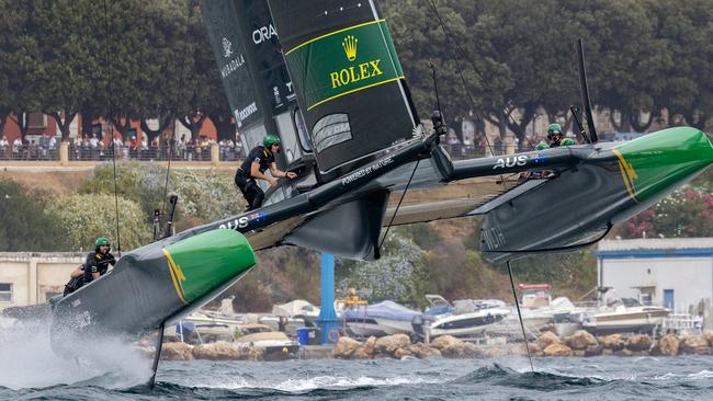 The Australia SailGP Team racing in the event in Taranto, Italy. Picture: Felix Diemer/SailGP