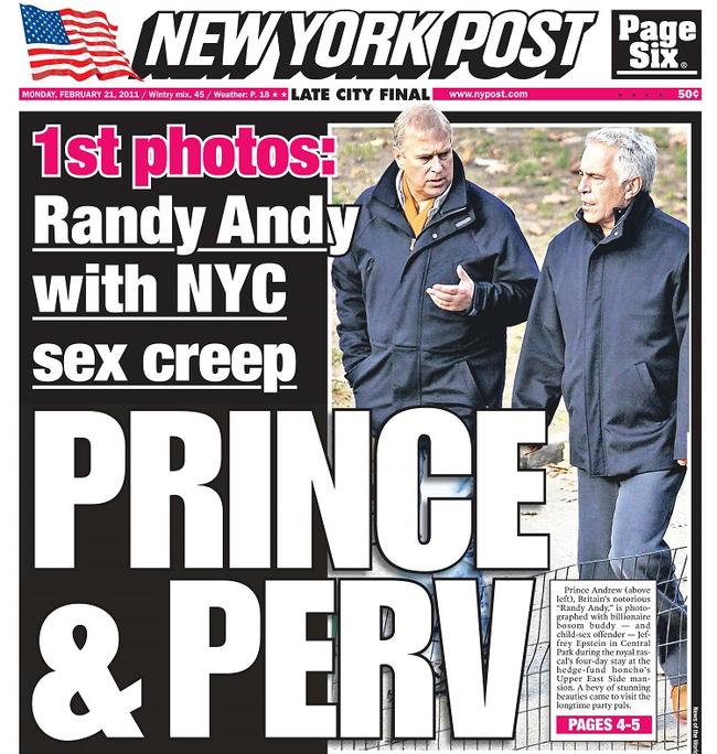 The front page of the New York Post on February 21, 2011.