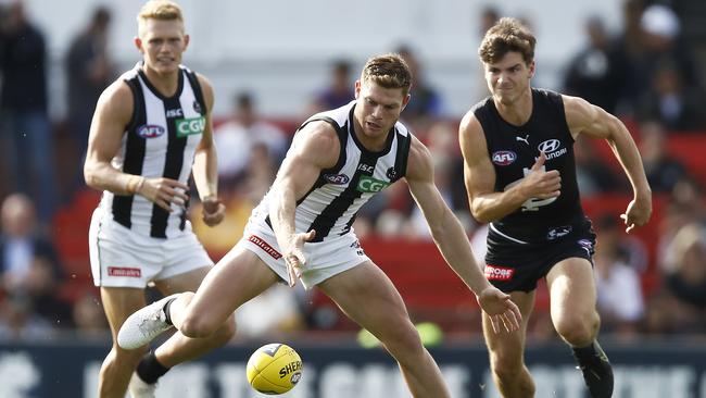 Taylor Adams won plenty of footy for the Magpies. Picture: Getty Images