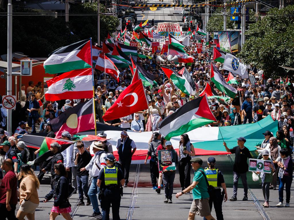 Pro-Palestine protesters planned to descend on Bourke St Mall on Sunday to disrupt the Myer Christmas windows. Picture: NewsWire / Nadir Kinani