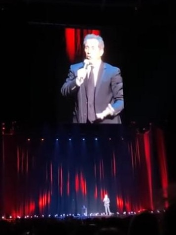 Comedian Jerry Seinfeld roasted a heckler during his Sydney show on Sunday night. Picture: AJA/Facebook
