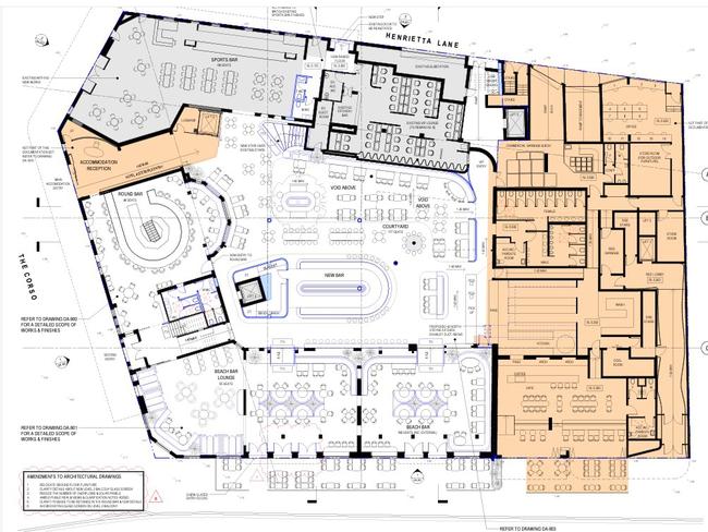 A diagram of alterations – part of an $8 million refurbishment – on level 1 at the Hotel Steyne, Manly, approved by the Northern Beaches Local Planning Panel.