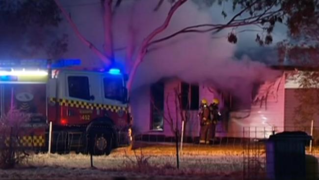 The house fire in Tamworth in northern NSW. Picture: SKY