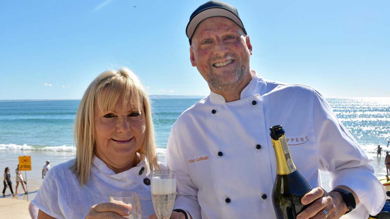 DINE IN WHITE: Kid&#39;s Foundation&#39;s Susie O&#39;Neil with celerity chef and ambassador Matt Golinski. Picture: Caitlin Zerafa