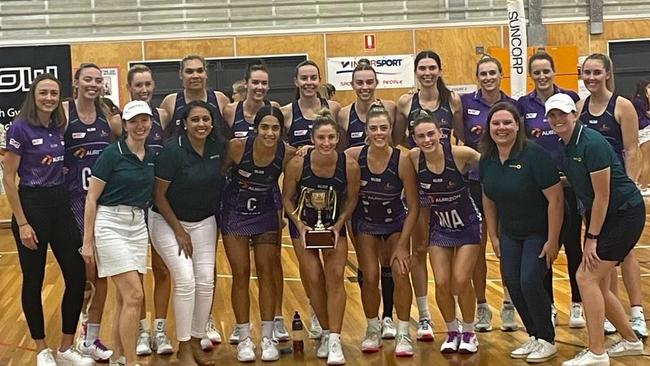 A victorious Queensland Firebirds with the inaugural Spirit Cup after a fiery battle in Mackay against cross town rivals Sunshine Coast Lightning