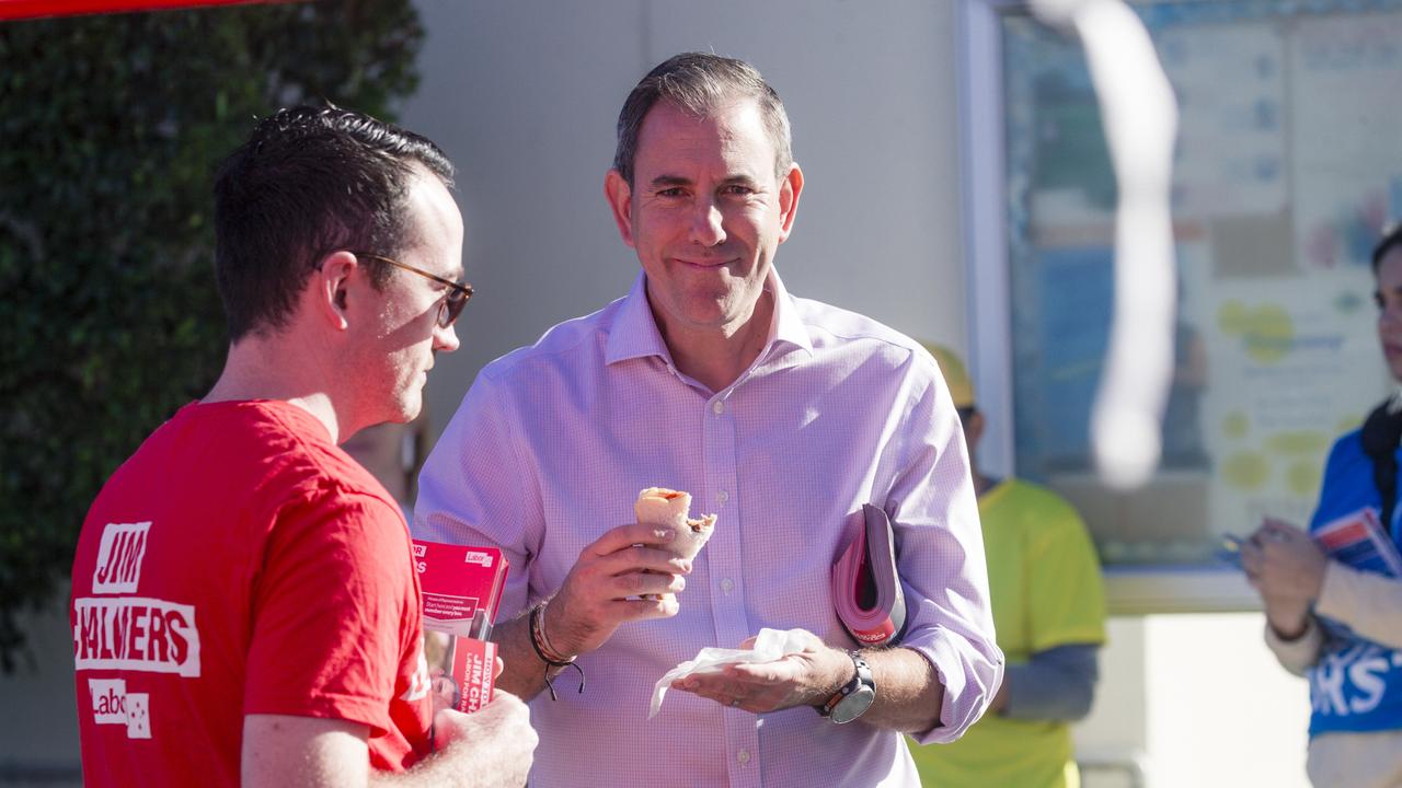 Treasurer Jim Chalmers before voting at Springwood Road State School in his electorate of Rankin. Picture: NewsWire / Glenn Campbell