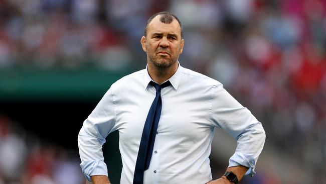 MARSEILLE, FRANCE – OCTOBER 14: Michael Cheika, Head Coach of Argentina, looks on during the warm up prior to the Rugby World Cup France 2023 Quarter Final match between Wales and Argentina at Stade Velodrome on October 14, 2023 in Marseilles, France. (Photo by Cameron Spencer/Getty Images)