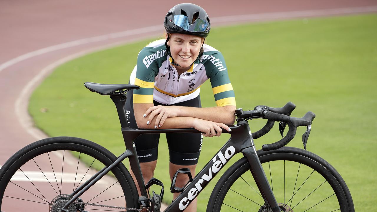 Tasmanian cyclist Felicity Wilson-Haffenden 17 at New Town. Picture: Chris Kidd