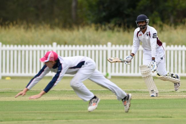 Cricket Gold Coast’s Kookaburra Cup. Day two between Mudgeeraba Nerang and Burleigh at Nerang RSL Oval. Burleigh batsman Chandima Abeykoon in action. Picture: Steve Holland.
