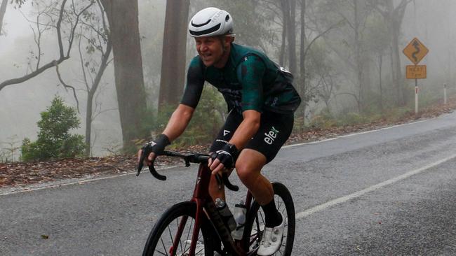 Ryan O'Keefe competes last month at the Tour of Bright. The former Norm Smith Medallist is now racing in cycling. Picture: Richard Scriven.