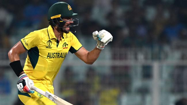 Mitchell Starc celebrates Australia’s win at Eden Gardens. Picture: AFP.