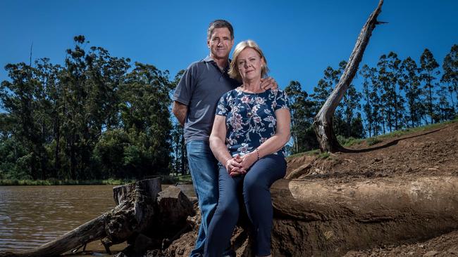 Jane Bayliss and her husband Owen jumped into the dam with their kids when their house burned to the ground on Black Saturday. Picture: Jake Nowakowski