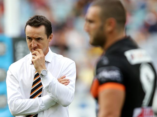 Tigers coach Jason Taylor looks on against the Eels in round four. Picture Gregg Porteous