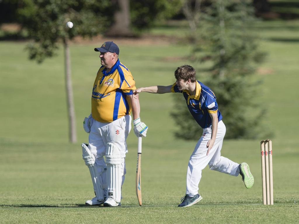 Jedd Fegan bowls for University Bush Chooks against Northern Brothers Diggers Gold in Toowoomba Cricket C Grade One Day semi final at Godsall St East oval, Saturday, December 9, 2023. Picture: Kevin Farmer