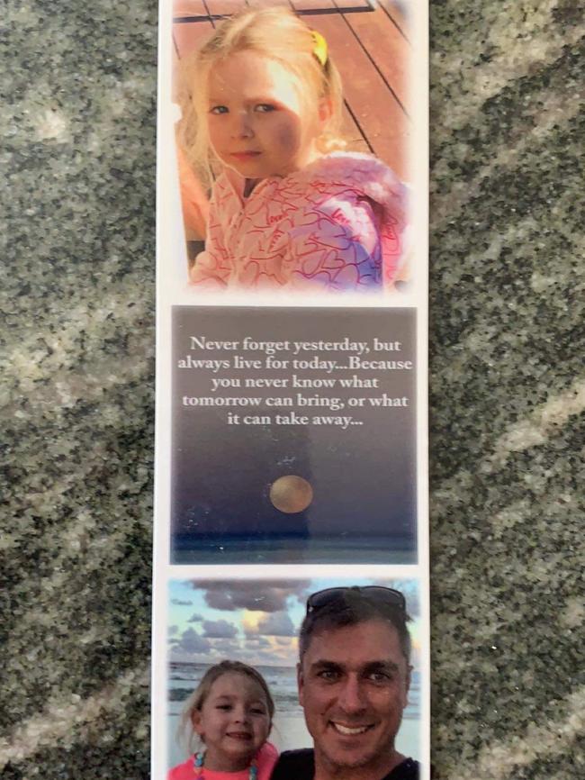 A bookmark Nathan Katterns had made as a tribute to his daughter.