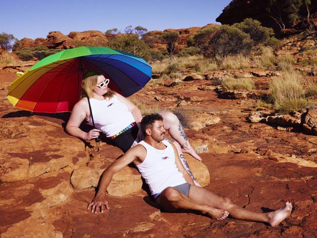 Comfy undies and iconic views have teamed up to deliver a colourful campaign celebrating the Territoryâs diversity. The campaign for Bondsâ latest Pride range â including chestys, undies, and bras â is set against the rich red of the Central Australian landscape with the help of Tourism NT.