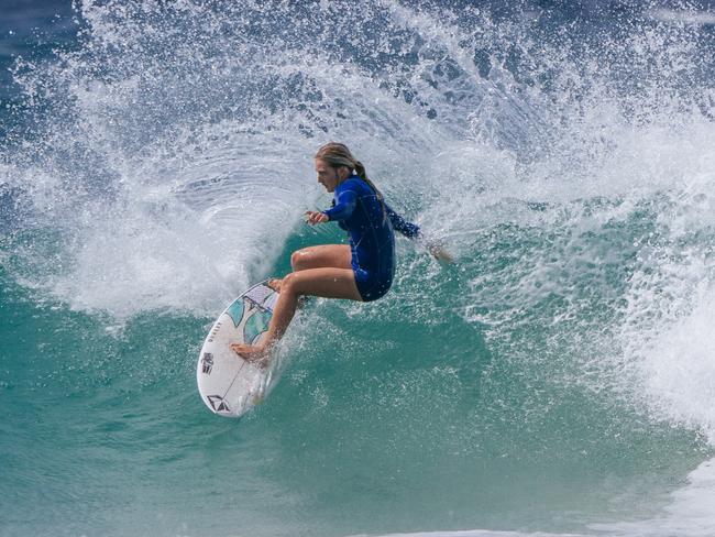 Gold Coast surfer Sierra Kerr pictured at Snapper Rocks ahead of the 2024 Australian Boardriders Battle at Burleigh Heads. Picture: Andrew Shield, Surfing Australia.