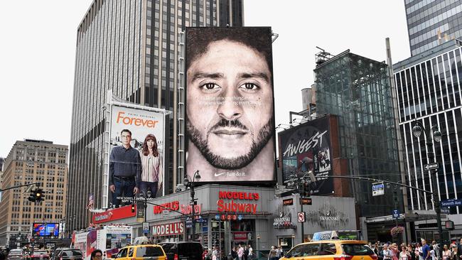 A Nike ad featuring American football quarterback Colin Kaepernick. Picture: AFP